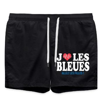 football feminin J aime les bleues football france - Short de bain - noir - Devant - AI Model Male 185 light (185cm)