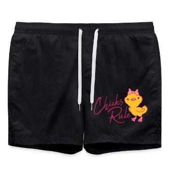 Chicks Rule cute little bird - Swim Trunks - black - Front - AI Model Male 185 light (185cm)