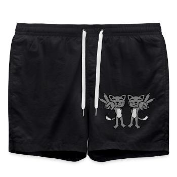 2 Cats Peace Sign - Swim Trunks - black - Front - AI Model Male 185 light (185cm)