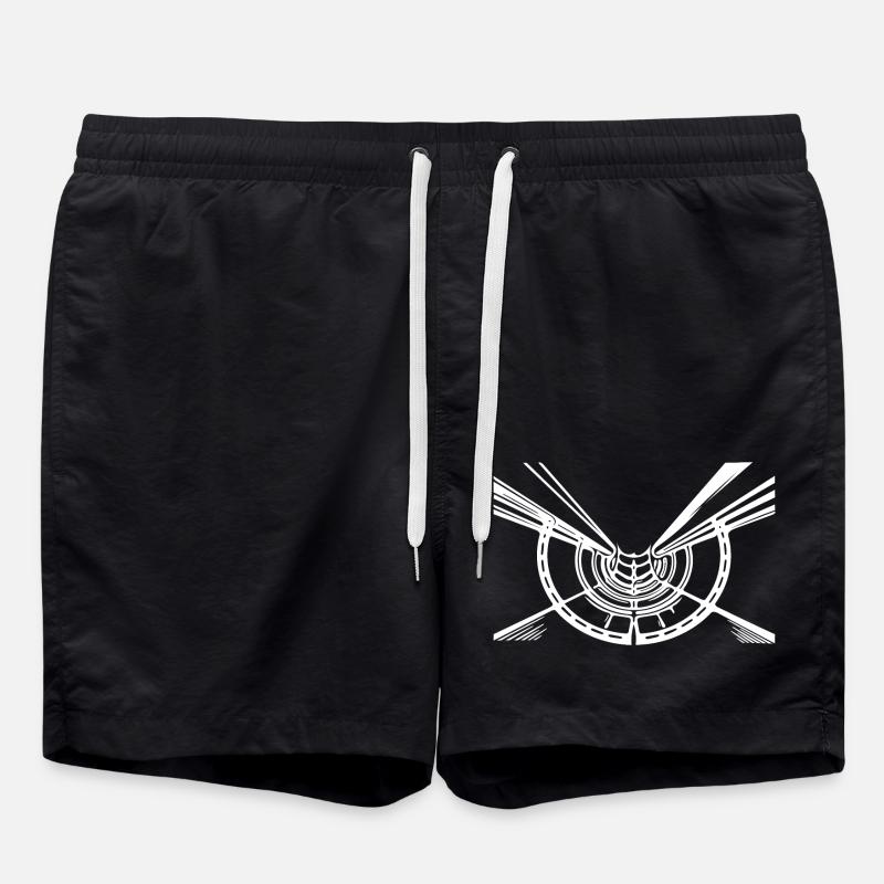Geometric Lines Hull Circle View - Swim Trunks - black