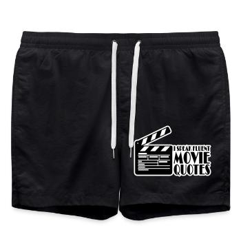 speak fluent movie quotes - Swim Trunks - black - Front - AI Model Male 185 light (185cm)