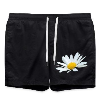Margerite Goose White Flower Marguerites - Swim Trunks - black - Front - AI Model Male 185 light (185cm)