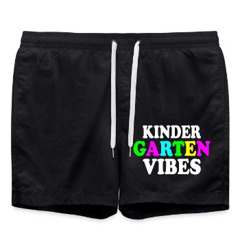 kindergarten vibes - Swim Trunks - black - Front - AI Model Male 185 light (185cm)