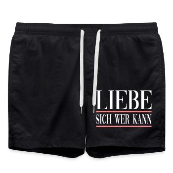 Liebe Sich Wer Kann für den Partner - Badeshorts - Schwarz - Vorne - AI Model Male 185 light (185cm)