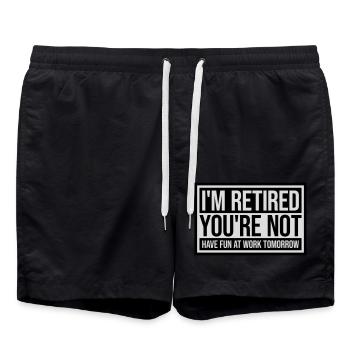 have fun at work - Swim Trunks - black - Front - AI Model Male 185 light (185cm)