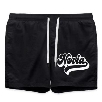 Novia Girlfriend Engagement Bridal Shower Wedding - Swim Trunks - black - Front - AI Model Male 185 light (185cm)