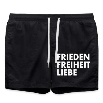 Frieden freiheit liebe - Badeshorts - Schwarz - Vorne - AI Model Male 185 light (185cm)