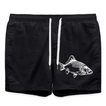 Carpe vintage - poisson carpe féroce - Short de bain - noir - Devant - AI Model Male 185 light (185cm)