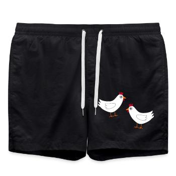 Poulet Blanc Poulets Blancs Poules Pâques - Short de bain - noir - Devant - AI Model Male 185 light (185cm)