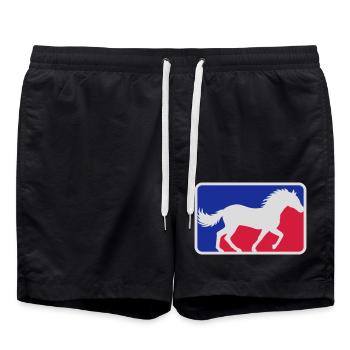 Red Blue Sport Horse - Swim Trunks - black - Front - AI Model Male 185 light (185cm)
