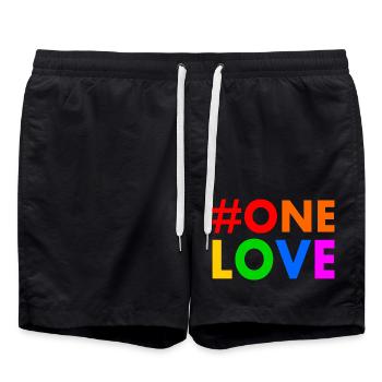 One love - Badeshorts - Schwarz - Vorne - AI Model Male 185 light (185cm)
