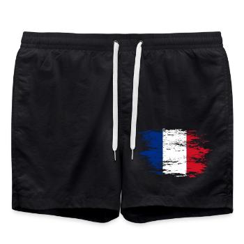 Drapeau de la France utilisé - Short de bain - noir - Devant - AI Model Male 185 light (185cm)