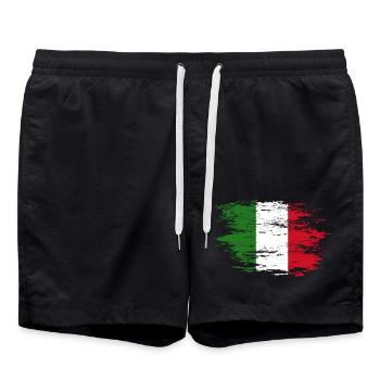 Italy flag used - Swim Trunks - black - Front - AI Model Male 185 light (185cm)