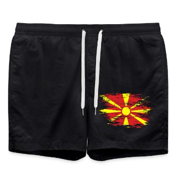 Drapeau de la Macédoine utilisé - Short de bain - noir - Devant - AI Model Male 185 light (185cm)