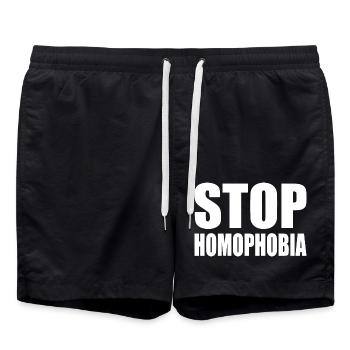 Stop homophobia - Swim Trunks - black - Front - AI Model Male 185 light (185cm)