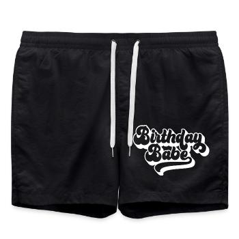 Anniversaire Babe Matching Group Cadeau de fête d’anniversaire - Short de bain - noir - Devant - AI Model Male 185 light (185cm)