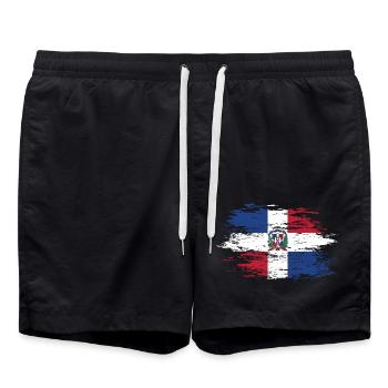Dominikanische Republik Flagge used design - Badeshorts - Schwarz - Vorne - AI Model Male 185 light (185cm)