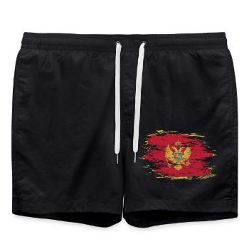 Montenegro flag used - Swim Trunks - black - Front - AI Model Male 185 light (185cm)