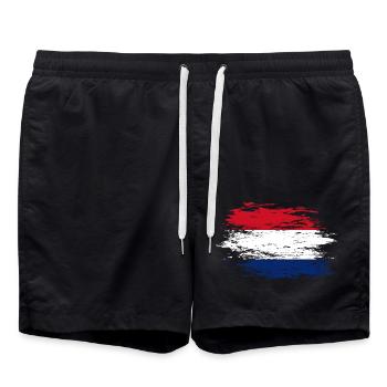 Holland flag used - Swim Trunks - black - Front - AI Model Male 185 light (185cm)