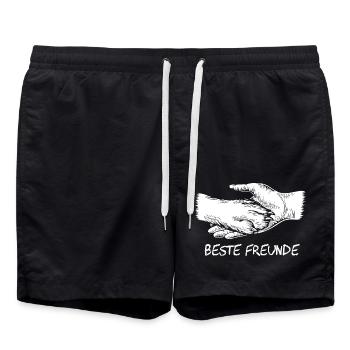 Hund und Herrchen, Beste Freunde Silhouette - Badeshorts - Schwarz - Vorne - AI Model Male 185 light (185cm)