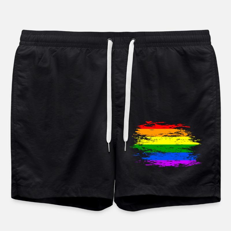 Rainbow Flag Used - Swim Trunks - black