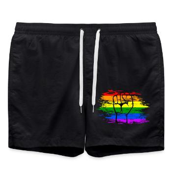 Regenbogen Flagge Faust used - Badeshorts - Schwarz - Vorne - AI Model Male 185 light (185cm)