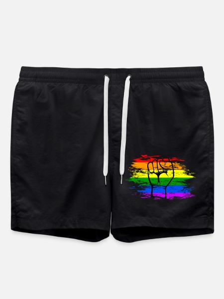Rainbow flag fist used - Swim Trunks - black