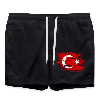 Drapeau de la Turquie utilisé - Short de bain - noir - Devant - AI Model Male 185 light (185cm)