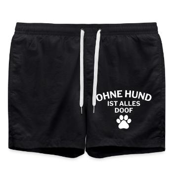 Ohne Hund Spruch lustiges Hunde Haustier T-Shirt - Badeshorts - Schwarz - Vorne - AI Model Male 185 light (185cm)