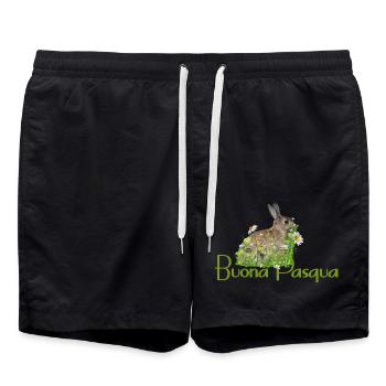 Happy Easter - Swim Trunks - black - Front - AI Model Male 185 light (185cm)