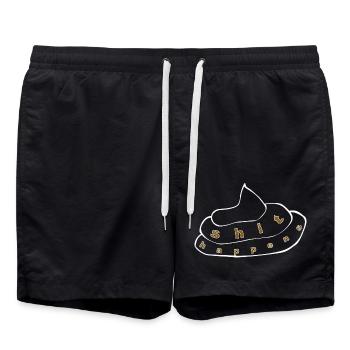 shit happens 1 - Badeshorts - Schwarz - Vorne - AI Model Male 185 light (185cm)