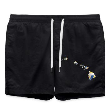 Real Volleyball in the Hawaii State Map - Swim Trunks - black - Front - AI Model Male 185 light (185cm)