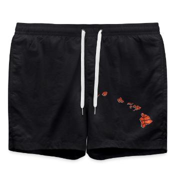 Real Basketball in the Hawaii State Map - Swim Trunks - black - Front - AI Model Male 185 light (185cm)