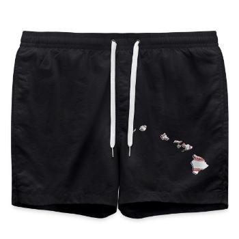 Le vrai baseball sur la carte de l’État d’Hawaï - Short de bain - noir - Devant - AI Model Male 185 light (185cm)