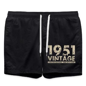Vintage 1951 Bursdag - One of Kind - Swim Trunks - black - Front - AI Model Male 185 light (185cm)