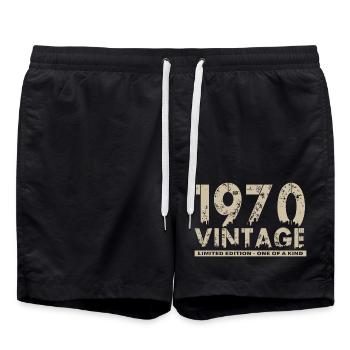 Vintage 1970's Bursdag - One of Kind - Swim Trunks - black - Front - AI Model Male 185 light (185cm)