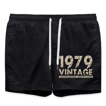 Vintage 1979 Bursdag - One of Kind - Swim Trunks - black - Front - AI Model Male 185 light (185cm)