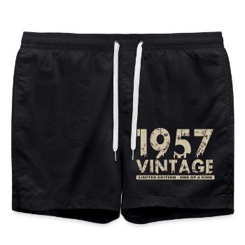 Vintage 1957 Bursdag - One of Kind - Swim Trunks - black - Front - AI Model Male 185 light (185cm)
