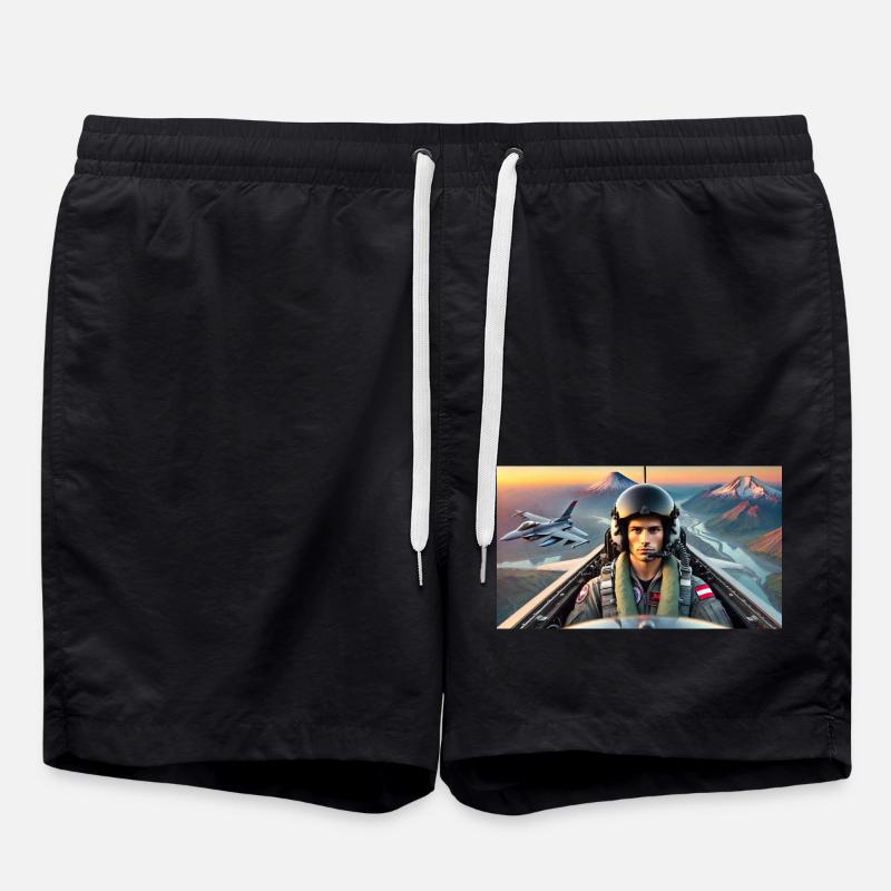 Austrian Air Force F16 - Swim Trunks - black