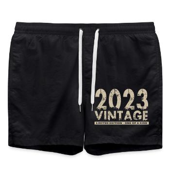 Vintage 2023 Bursdag - One of Kind - Swim Trunks - black - Front - AI Model Male 185 light (185cm)