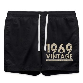 Vintage 1969 Bursdag - One of Kind - Swim Trunks - black - Front - AI Model Male 185 light (185cm)