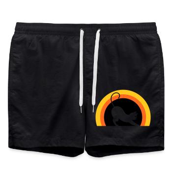 Katze > Vectorgraphic ! Cat - Badeshorts - Schwarz - Vorne - AI Model Male 185 light (185cm)