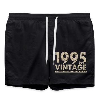 Jahrgang 1995 Bursdag - Unikat - Badeshorts - Schwarz - Vorne - AI Model Male 185 light (185cm)