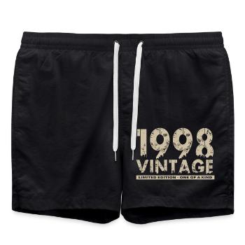Jahrgang 1998 Bursdag - Unikat - Badeshorts - Schwarz - Vorne - AI Model Male 185 light (185cm)