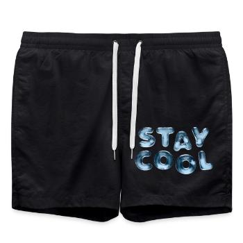 Stay Cool Ice Cubes Ice Cream Font - Swim Trunks - black - Front - AI Model Male 185 light (185cm)