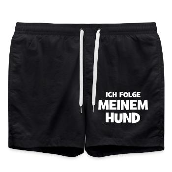Ich folge meinem Hund - Hunde - Cooler Spruch - Badeshorts - Schwarz - Vorne - AI Model Male 185 light (185cm)