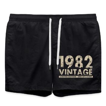 Vintage 1982 Bursdag - One of Kind - Short de bain - noir - Devant - AI Model Male 185 light (185cm)