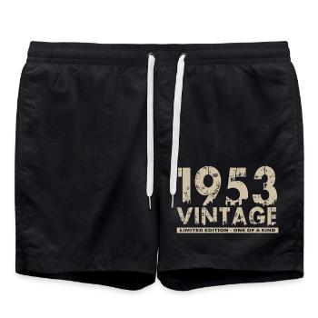 Vintage 1953 Bursdag - One of Kind - Short de bain - noir - Devant - AI Model Male 185 light (185cm)