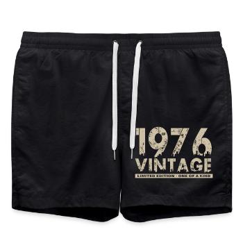Vintage 1976 Bursdag - One of Kind - Short de bain - noir - Devant - AI Model Male 185 light (185cm)