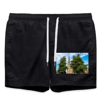 Haga Church (Haga kyrka) Gothenburg City Sweden - Swim Trunks - black - Front - AI Model Male 185 light (185cm)
